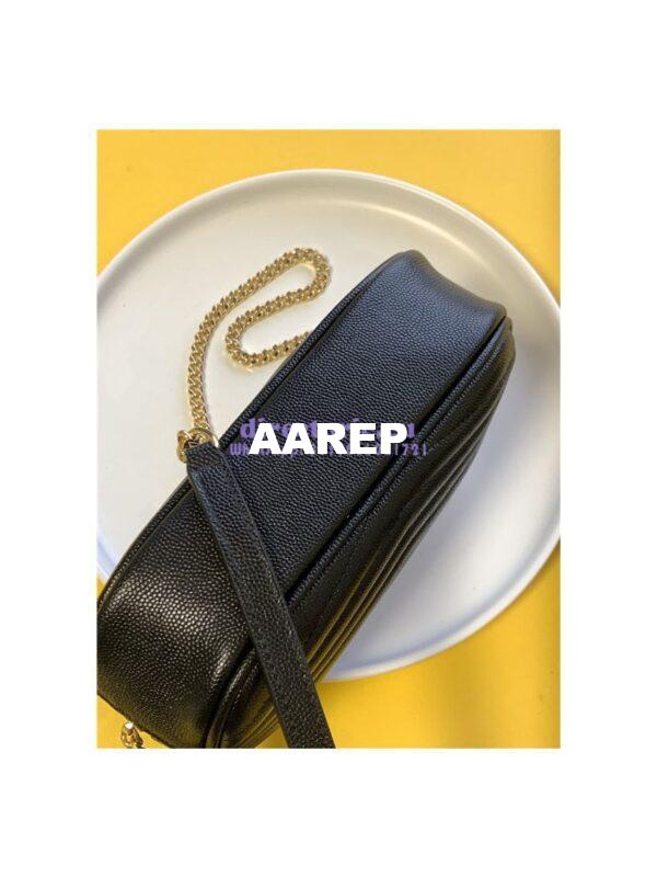 Replica YSL Saint Laurent Grain De Poudre Matelasse Monogram Mini Lou Camera Bag black 6