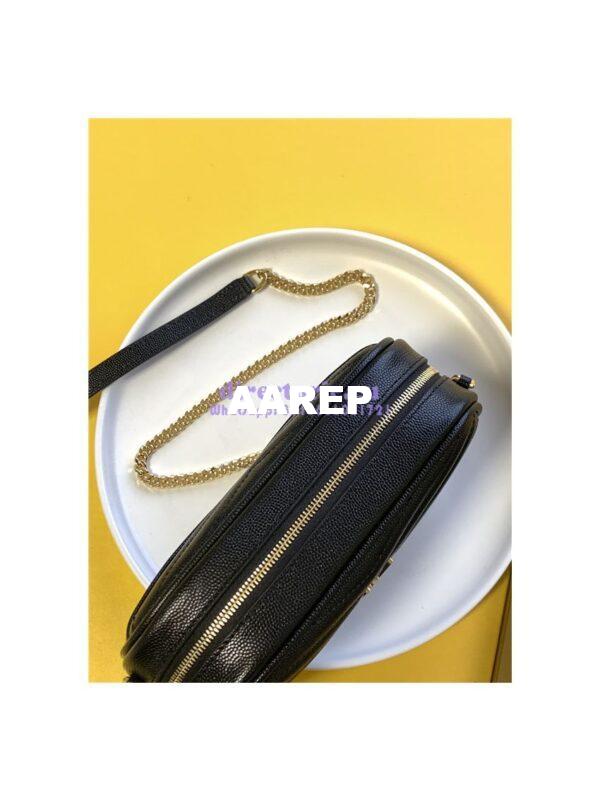 Replica YSL Saint Laurent Grain De Poudre Matelasse Monogram Mini Lou Camera Bag black 7