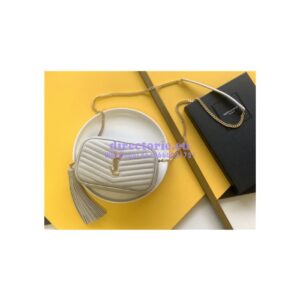 Replica YSL Saint Laurent White Grain De Poudre Matelasse Monogram Mini Lou Camera Bag