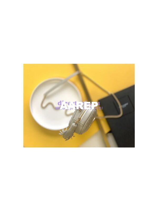 Replica YSL Saint Laurent White Grain De Poudre Matelasse Monogram Mini Lou Camera Bag 5