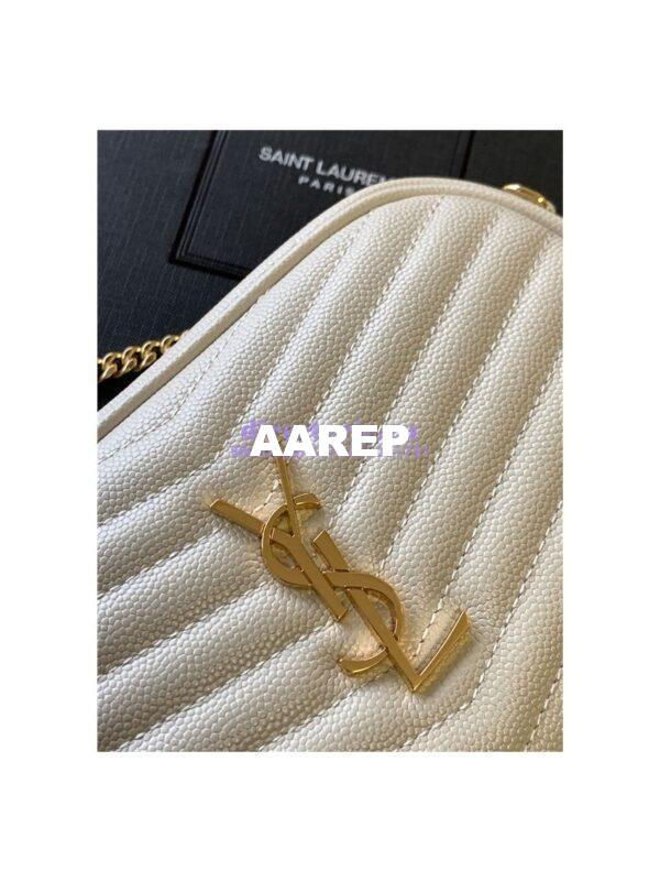Replica YSL Saint Laurent White Grain De Poudre Matelasse Monogram Mini Lou Camera Bag 8