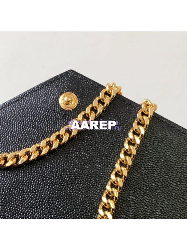 Replica YSL Saint Laurent Monogram Chain Wallet In Mix Matelassé Grain De Poudre Embossed Leather 620280 Black 8
