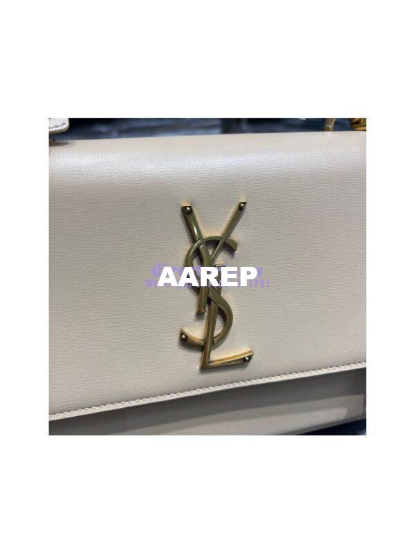 Replica YSL Saint Laurent Medium Sunset Satchel In Smooth Leather 634723 Light Beige 6