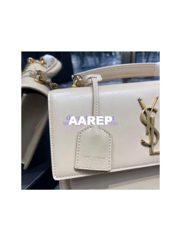 Replica YSL Saint Laurent Medium Sunset Satchel In Smooth Leather 634723 Light Beige 7