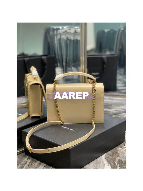 Replica YSL Saint Laurent Medium Sunset Satchel In Smooth Leather 634723 Light Beige 9