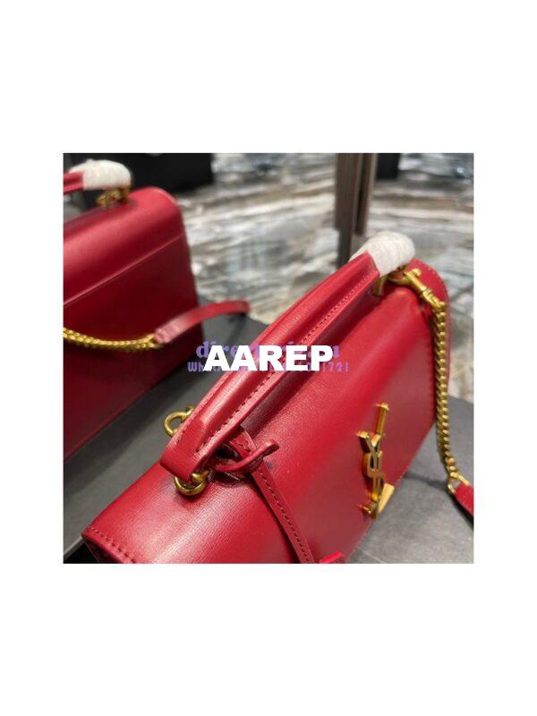 Replica YSL Saint Laurent Medium Sunset Satchel In Smooth Leather 634723 Dark Red 6