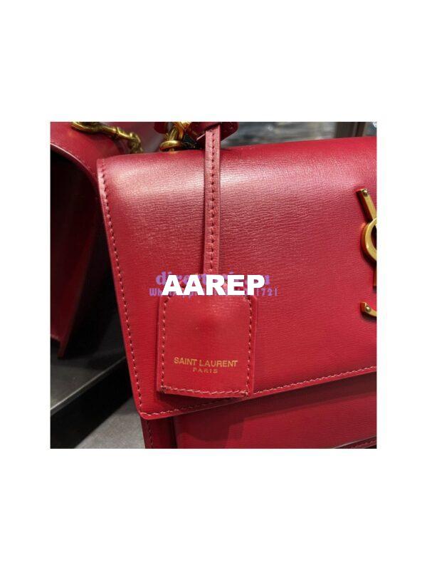 Replica YSL Saint Laurent Medium Sunset Satchel In Smooth Leather 634723 Dark Red 8