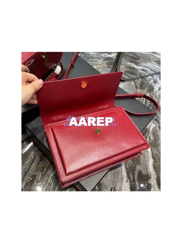 Replica YSL Saint Laurent Medium Sunset Satchel In Smooth Leather 634723 Dark Red 11