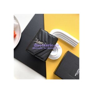 Replica YSL Saint Laurent Monogram compact tri fold in grain de poudre embossed leather