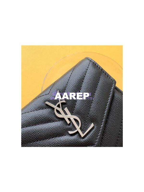 Replica YSL Saint Laurent Monogram compact tri fold in grain de poudre embossed leather 8