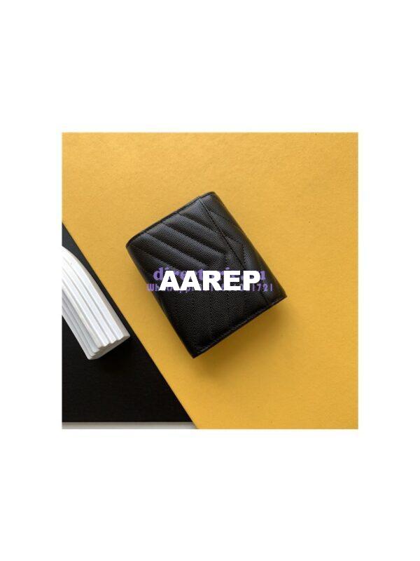Replica YSL Saint Laurent Monogram compact tri fold in grain de poudre embossed leather 10