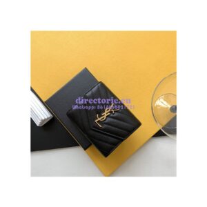 Replica YSL Saint Laurent Monogram compact tri fold in grain de poudre embossed leather GHW 2