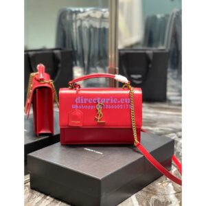 Replica YSL Saint Laurent Medium Sunset Satchel In Smooth Leather 634723 Red