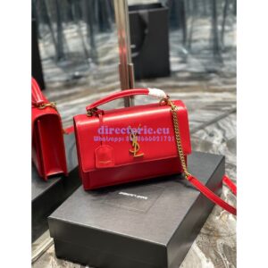 Replica YSL Saint Laurent Medium Sunset Satchel In Smooth Leather 634723 Red 2