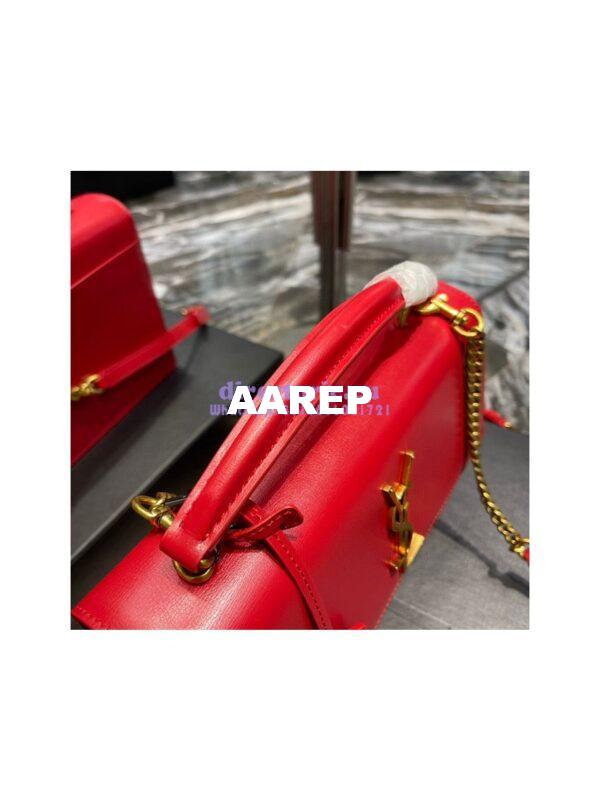 Replica YSL Saint Laurent Medium Sunset Satchel In Smooth Leather 634723 Red 4