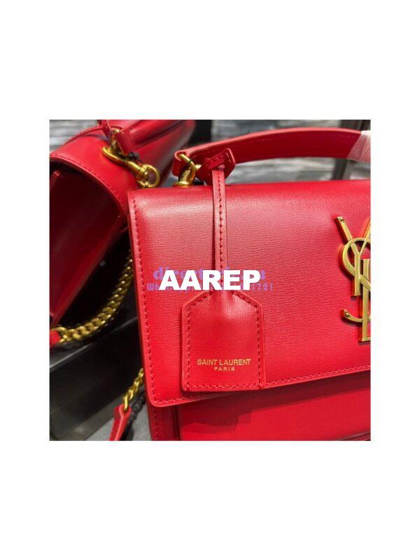 Replica YSL Saint Laurent Medium Sunset Satchel In Smooth Leather 634723 Red 6