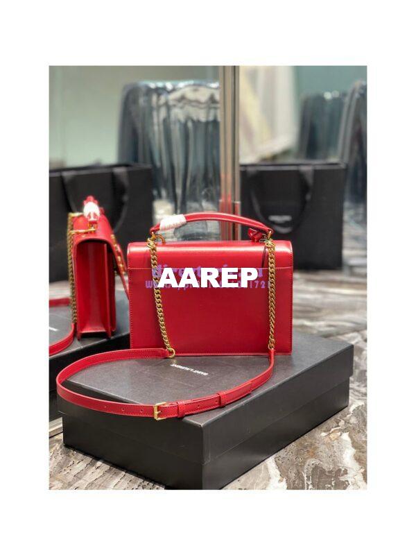 Replica YSL Saint Laurent Medium Sunset Satchel In Smooth Leather 634723 Red 8