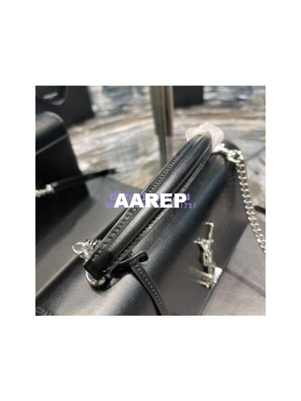 Replica YSL Saint Laurent Medium Sunset Satchel In Smooth Leather 634723 Black with Silver Hardware 3