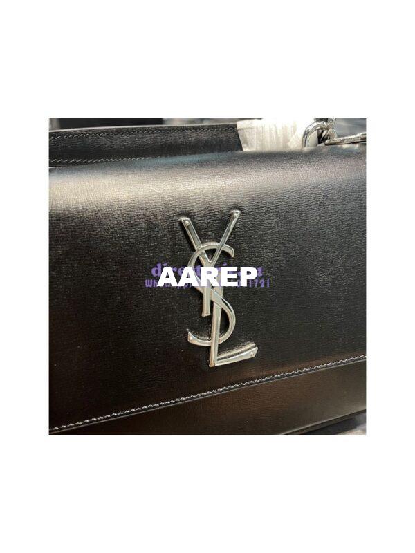 Replica YSL Saint Laurent Medium Sunset Satchel In Smooth Leather 634723 Black with Silver Hardware 4