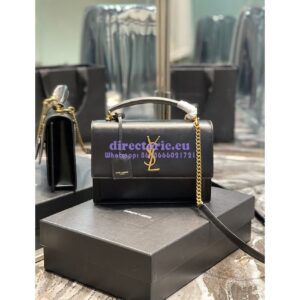 Replica YSL Saint Laurent Medium Sunset Satchel In Smooth Leather 634723 Black