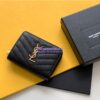 Replica YSL Saint Laurent Monogram compact zip around wallet in black grain de poudre embossed leather – gold hardware