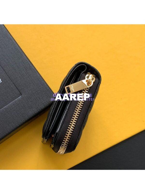 Replica YSL Saint Laurent Monogram compact zip around wallet in black grain de poudre embossed leather – gold hardware 6