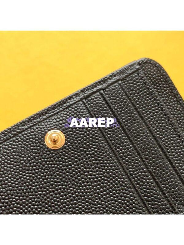 Replica YSL Saint Laurent Monogram compact zip around wallet in black grain de poudre embossed leather – gold hardware 8