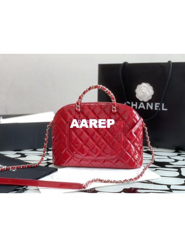 Replica Chanel Small Shopping Bag in Patent Calfskin AS3969 Red 8