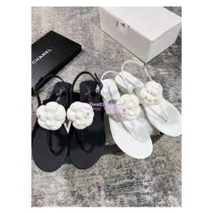 Replica Chanel 23SS Lambskin Camellia Sandals G37117