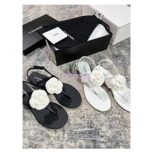 Replica Chanel 23SS Lambskin Camellia Sandals G37117 2