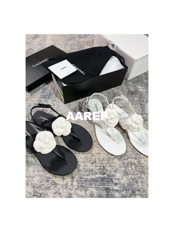 Replica Chanel 23SS Lambskin Camellia Sandals G37117 4