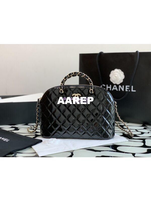 Replica Chanel Small Shopping Bag in Patent Calfskin AS3969 Black