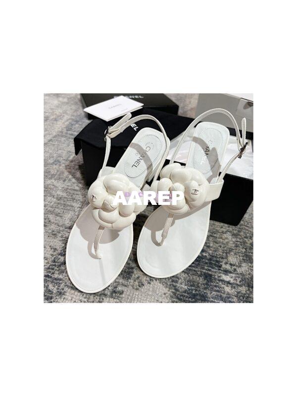 Replica Chanel 23SS Lambskin Camellia Sandals G37117 16