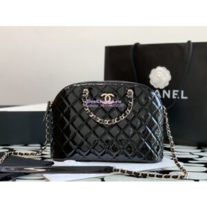 Replica Chanel Small Shopping Bag in Patent Calfskin AS3969 Black 2