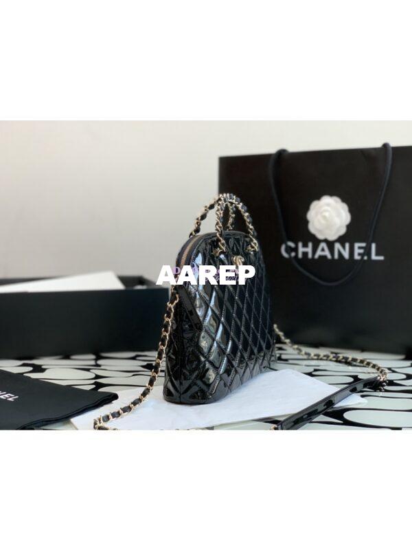 Replica Chanel Small Shopping Bag in Patent Calfskin AS3969 Black 3