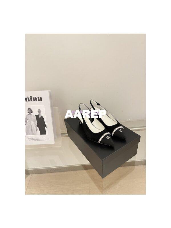 Replica Chanel 23SS Slingbacks in Suede Calfskin G39643 Black 3