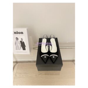 Replica Chanel 23SS Slingbacks in Suede Calfskin G39643 Black 2