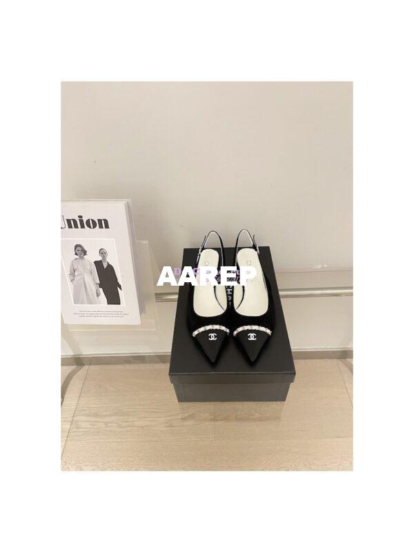 Replica Chanel 23SS Slingbacks in Suede Calfskin G39643 Black 4