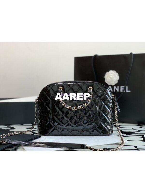 Replica Chanel Small Shopping Bag in Patent Calfskin AS3969 Black 9