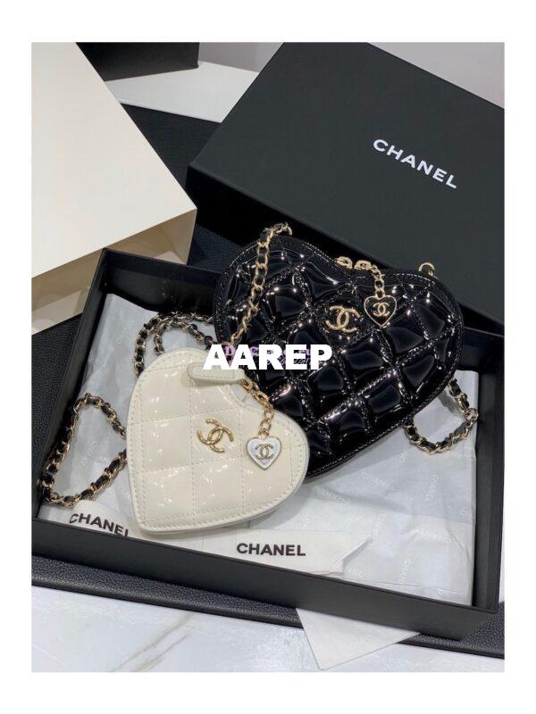 Replica Chanel Clutch with Chain in Patent Calfskin AP3295 Heart with Resin 3
