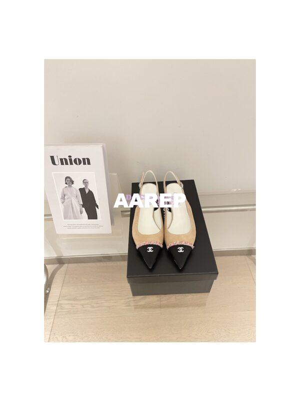 Replica Chanel 23SS Slingbacks in Suede Calfskin G39643 Beige Pink 3
