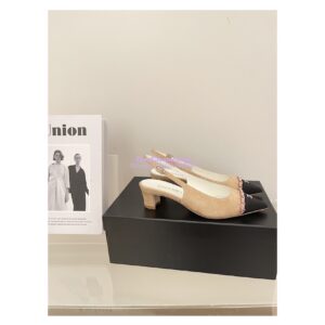 Replica Chanel 23SS Slingbacks in Suede Calfskin G39643 Beige Pink 2