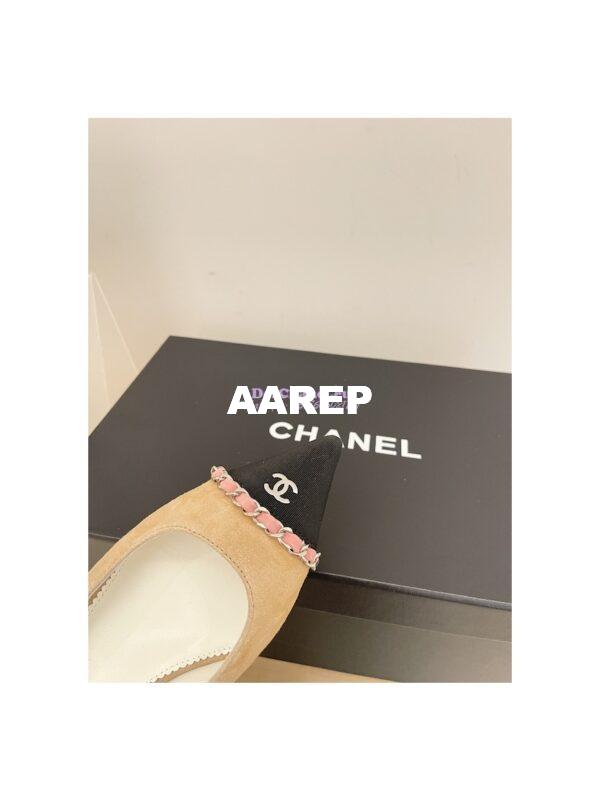 Replica Chanel 23SS Slingbacks in Suede Calfskin G39643 Beige Pink 7