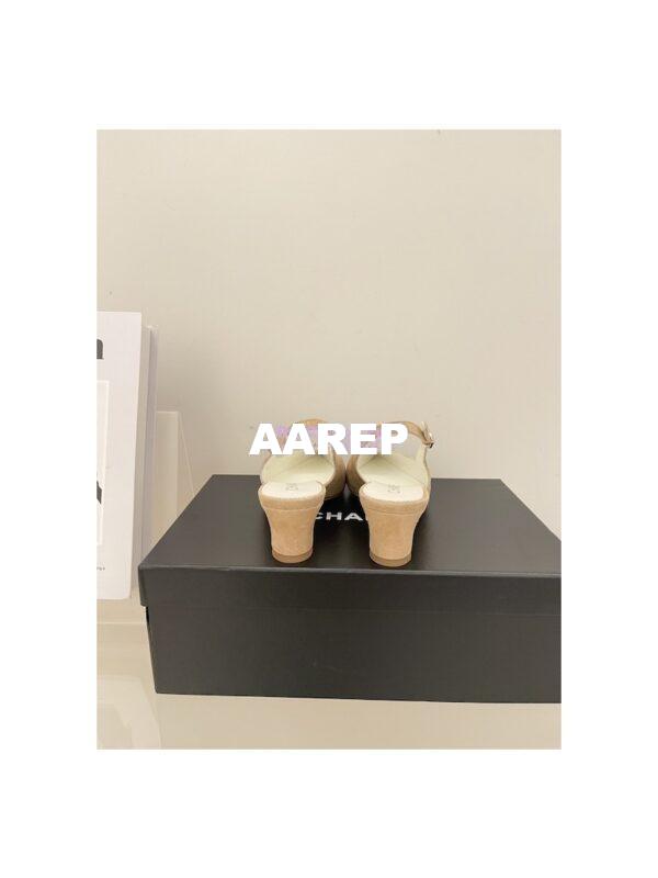 Replica Chanel 23SS Slingbacks in Suede Calfskin G39643 Beige Pink 10