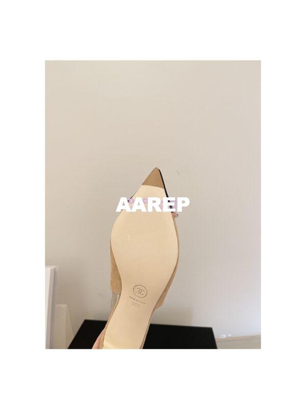 Replica Chanel 23SS Slingbacks in Suede Calfskin G39643 Beige Pink 11