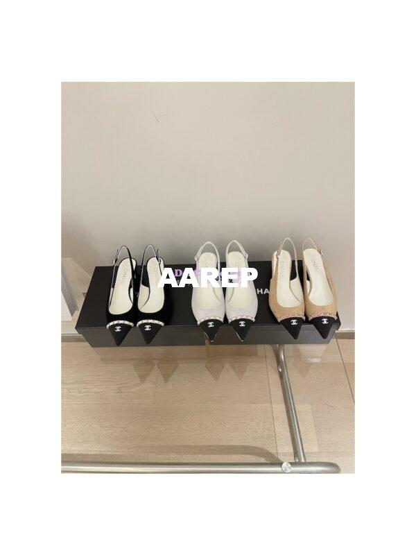 Replica Chanel 23SS Slingbacks in Suede Calfskin G39643 Light Gray