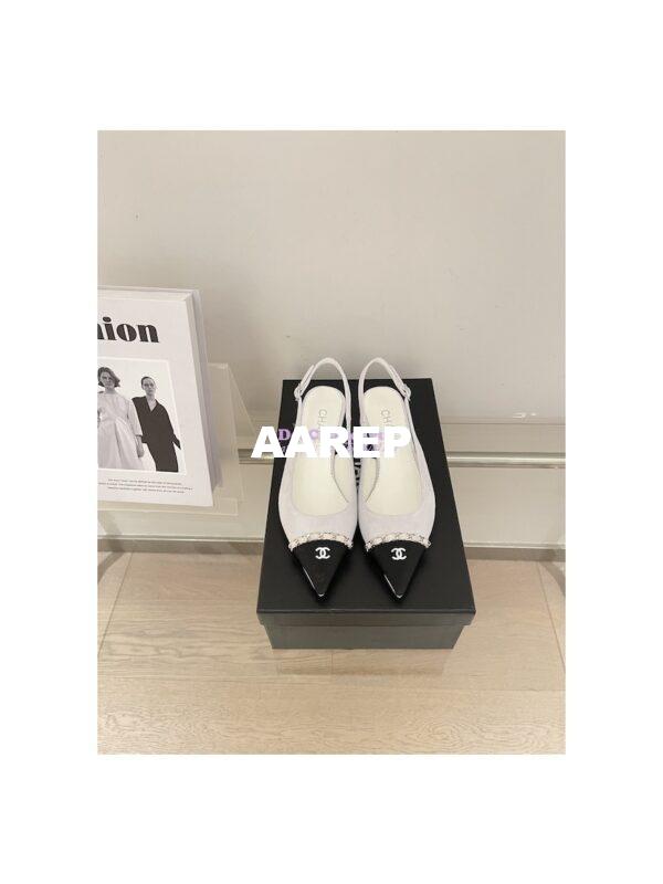 Replica Chanel 23SS Slingbacks in Suede Calfskin G39643 Light Gray 2