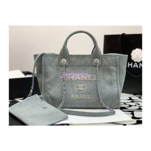 Replica Chanel Large Tote 2 in 1 Washed Denim & Woolen Deauville Bag AS3351 Denim Vintage Blue