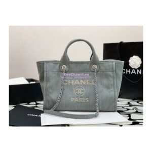 Replica Chanel Large Tote 2 in 1 Washed Denim & Woolen Deauville Bag AS3351 Denim Vintage Blue 2