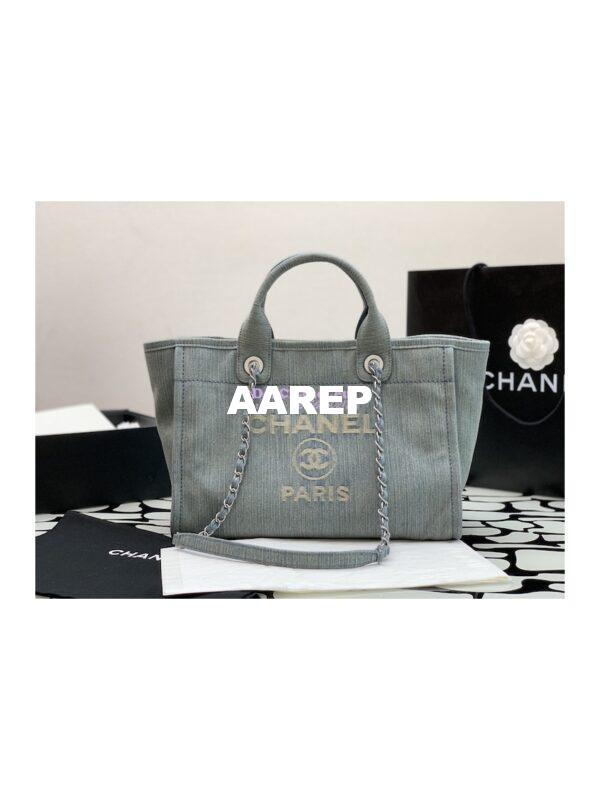 Replica Chanel Large Tote 2 in 1 Washed Denim & Woolen Deauville Bag AS3351 Denim Vintage Blue 2
